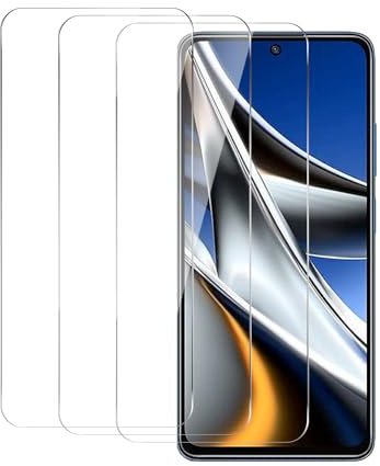 BIESHKJ 3 unidades Protector de pantalla para Xiaomi Poco X4 Pro 5G, protector de pantalla de cristal templado HD, dureza 9H, resistente a los arañazos, sin burbujas