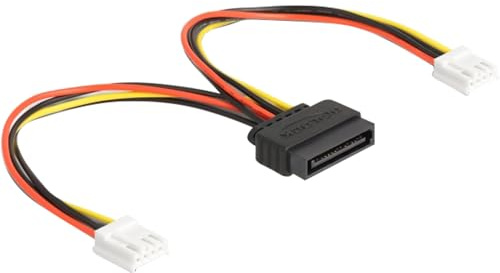 DeLOCK Adapter Strom-Adapterkabel SATA 15 Pin Stecker > 2x Floppy 4 Pin Buchse