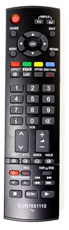 AULCMEET Remote Control,EUR7651110 EUR7651110A New Replace Remote fit for Panasonic Viera LCD TV TX-32LXD7M TX-D26LQ71F TX-32LED7FM TX-26LED7F TX-32LED7F TX-26LED7FA TX-32LED7FA TX-26LMD71FA