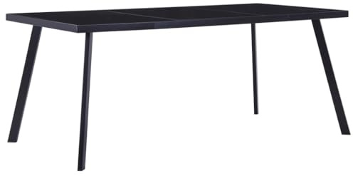 IBUQDDV Table de bar, cuisine, salon, table de jardin, table à manger, noir, 160 x 80 x 75 cm, verre trempé pour salle à manger, cuisine, salon