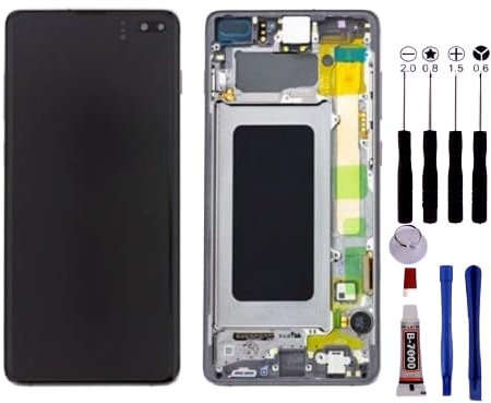KOMI - Ecran pour Samsung Galaxy S10+ S10 Plus G975 Châssis Vitre Tactile - Noir