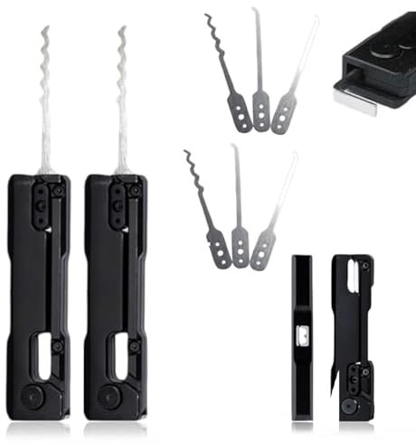 HIDRUO Lock Picking Set, Faltbare Lock Picking Tool Set, Lock Picking Fidget Set, Compact and Portable Rake Pick Clock, Decompression Tool Pick Set (2 Set)