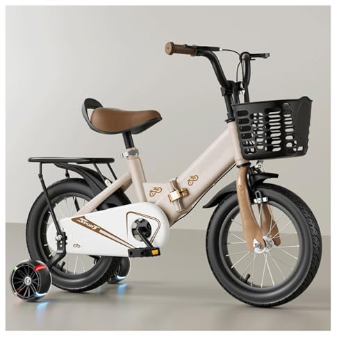YBNKKUXKN Fahrrad Kinder Kinderfahrrad for Jungen und Mädchen 12/14/16/18 Zoll Leichtes Fahrrad aus Kohlenstoffstahl mit Doppelbremsen Faltbares Kinderfahrrad kinderfahrrad(Kaki,18in)