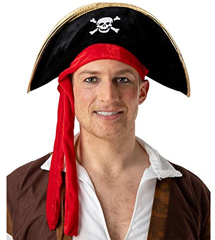 Wicked Costumes Pirate Hat Black Outfit Accessory for Caribbean Fancy Dress