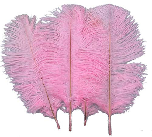 Sowder 20pcs Natural 10-12inch(25-30cm) Ostrich Feathers Plume for Wedding Centerpieces Home Decoration(Pink)