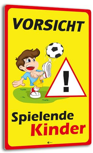 iSecur Hinweis-Schild Vorsicht spielende Kinder I Größe 40 x 60 cm I Straßen-Warnschild Spielstraße Spielplatz I Vorsicht Kids langsam fahren I hin403