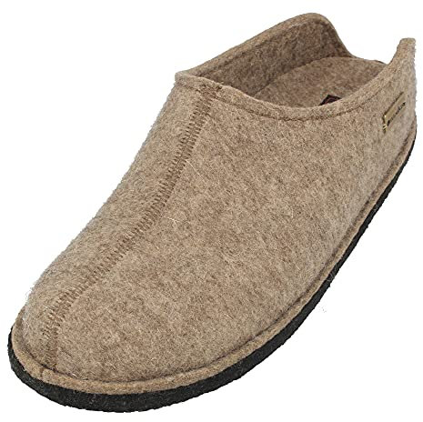 HAFLINGER Flair Smily Filzpantoffeln aus Wollfilz Hausschuh Torf, Gr. 43