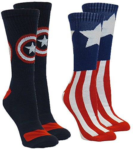 Marvel Captain America Herren Athletic Crew Socken, 2 Paar, Schuhgröße 39-47
