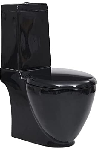 vidaXL WC Keramik Toilette Badezimmer Rund Soft Close Absenkautomatik Senkrechter Abgang Schwarz