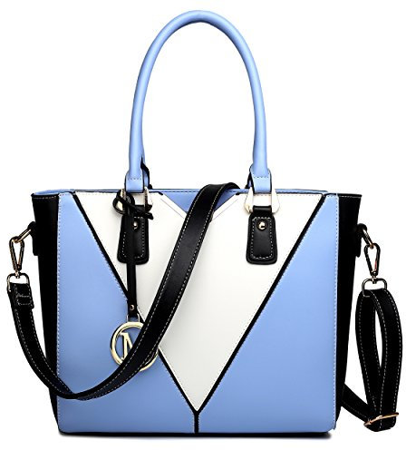 Miss Lulu Handbags for Women, V-Shape Shoulder Tote Bag, Lightweight Leather Look Medium Handbag