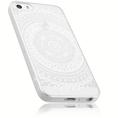 mumbi Hülle kompatibel mit iPhone SE / 5 / 5S Handy Case Handyhülle mit Motiv Mandala weiss, transparent