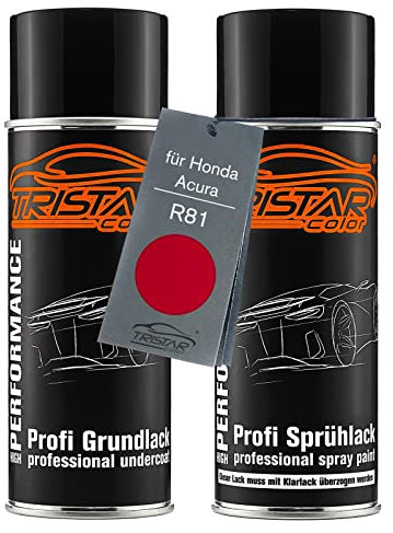TRISTARcolor Autolack Spraydosen Set für Honda/Acura R81 Milano Red/Rouge Milano Grundlack Basislack Sprühdose 400ml