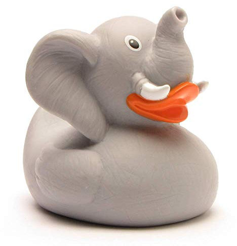 Elefanten Quietscheente I Badeente I Duckshop - L: 8,5 cm I inkl. Badeenten-Schlüsselanhänger im Set