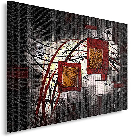 Feeby. Wandbild - 1 Teilig - 70x100 cm, Leinwand Bild Leinwandbilder Bilder Wandbilder Kunstdruck, ABSTRAKT, ROT, SCHWARZ