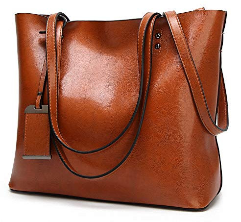 Womens Soft Leder Handtaschen grosser Kapazität Retro Vintage Top-Griff lässige Shopper Umhängetaschen