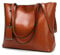 Aileese Womens Soft Leather Handbags Large Capacity Retro Vintage Top-Handle Casual Tote Shoulder Bags Brown