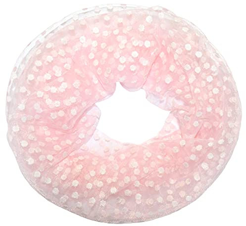 thb Richter Damen Loopschal Schlauchschal Rundschal Punkte Muster mit Spitzen unifarben einfarbig Frühling Sommer Schal Uni Farben Spitze Punkt (Pünktchen - Rosa)