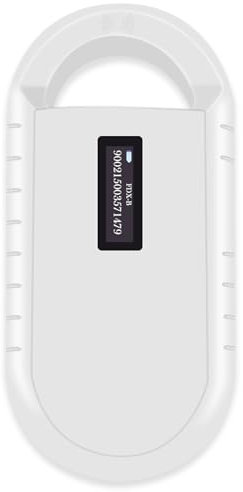 Smoostart Haustier Mikrochipscann, Tierchip Lesegerät Chipleser Hunde Chip Scanner Katze ISO11784/(85) FDX-B/EMID Mikrochip Lesegerät für Hunde/Katze 1000 Daten Können Gespeichert Werden Weiß