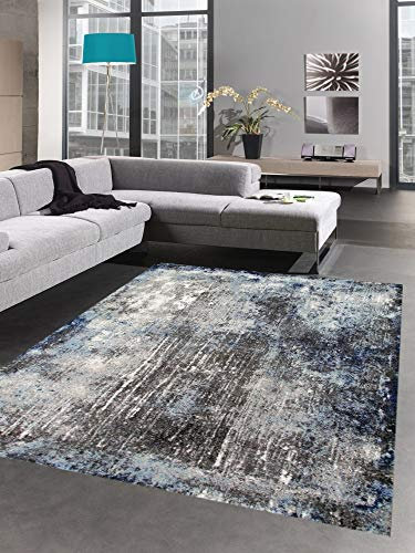 CARPETIA Teppich modern Wohnzimmerteppich Vintage blau grau schwarz Größe 80x150 cm