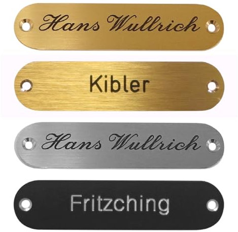 Namensschild-Türschild-Schild-85 x 20 mm-Messing oder Alu Edelstahloptik Nr. 180 (Messing matt gebürstet mit 1 Zeile Gravur)