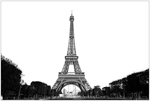 Wallario Black and White Edition - Poster Eiffelturm in Paris - schwarz weiß in Premiumqualität, Wandbild Größe: 61 x 91,5 cm (Maxiposter)