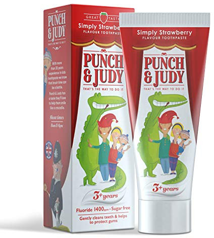 Punch & Judy Kids Toothpaste - Simply Strawberry Flavour, 3+ Years, Fluoride Sugar Free, 50ml (Pack of 1)