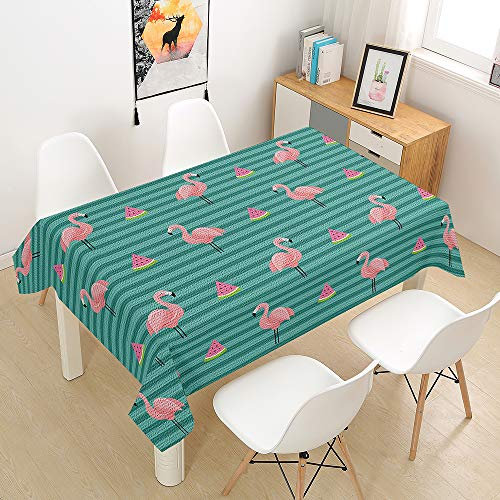 Tischdecke Abwaschbar, DOTBUY Wasserabweisende Tischdecke Rechteckig Abwischbare Wachstuch für Desktop Dekorative Tuch Hotel Bankett Party Garten (Rosa Flamingo,100x140cm)
