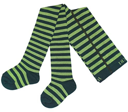 Weri Spezials Baby und Kinder Strumpfhose für Mädchen mit Ringel in verschiedenen Design- und Farbvariationen. (110-116, Dunkelgrün-Grün)