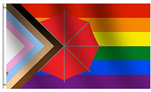 rhungift Gemischte Inklusive Progress Pride Flagge, 90x150 cm, groß, langlebiger Zickzack-Regenschirm, progressive Flagge, zeigt LGBT-Community-Unterstützung, Banner, kleines Hofgeschenk
