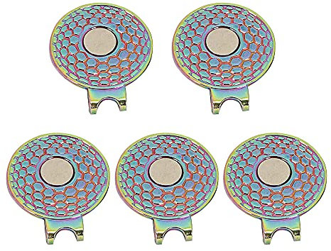 Angeer 5 Pcs/Set Magnetic Golf Hat Clips Golf Ball Marker Holder Men Women Golfer Gifts Golf Sports Court Accssories For Golf Gloves Hats Bags Caps Visor Belt Pocket Lot (Colorful)