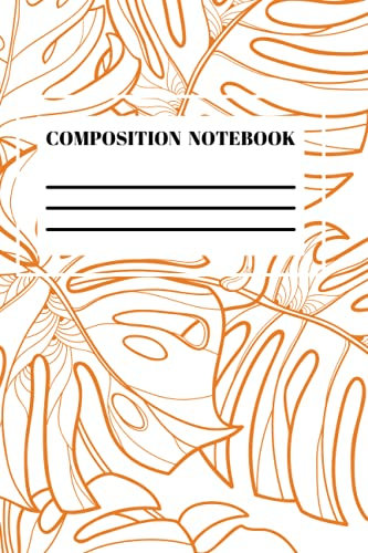Orange & White Monstera Leaf Composition Notebook 6 x 9 for School