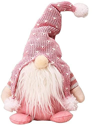 Weihnachten Deko Gesichtlos Wichtel Weihnachtsmann Ornamente Zwerg Gnom für Halloween Thanksgiving Valentinstag Geburtstag Plüsch Tisch Dekoration (Rosa-1)