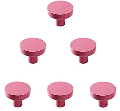 6/10 Stück Bunte Schubladenknopf, 30mm Einlochiger Moebelknauf, Schubladengriffe, Kommodenknöpfe Schubladen knöpfe Set, Möbelgriff, Knauf für Schrank Küche(Color:Pink,Size:6pcs)