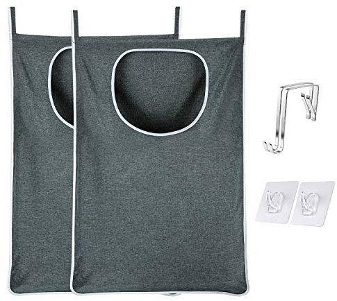 KINGSUSLAY Hängender Wäschekorb, Hängender Wäschekorb mit freien Haken zum Aufhängen, Platzsparender Hängender Wäschekorb und Badezimmer-Over-Tür-Korb (89 x 56 cm, Grau meliert)