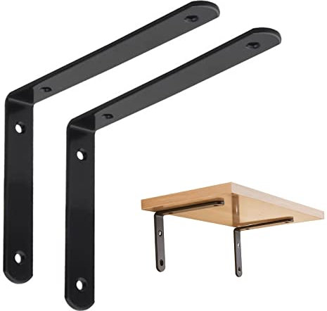 2pcs Staffe Per Mensole Nere, Reggimensola Galleggianti Decorative, Supporti a Parete a 90°, Staffe Di Supporto Per Mensole Metallo, Per Decorare/collegare/fissare Mobili,Black-20x12cm/7.9*4.7in
