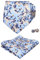 Alizeal Herren Floral Regular Necktie Pocket Square und Manschettenknöpfe, Hellblau+Champagner