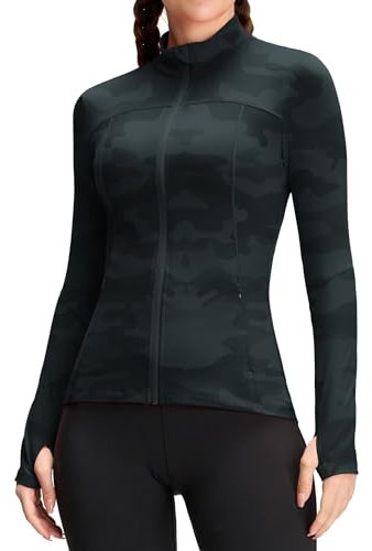 QUEENIEKE Damen-Laufjacke, athletische Workout-Scrub-Jacke, Trainingsjacke, durchgehender Reißverschluss, Fitnessstudio, Yoga-Top, S