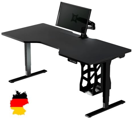 LeetDesk Bureau Gaming - Bureau Assis Debout électrique - Pro - 180x80 cm - Bureau Gamer - Table Gaming réglable - Bureau reglable en Hauteur Electrique - Setup Gaming Desk Ergonomique