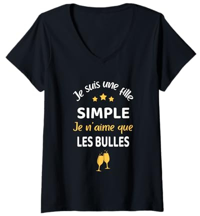 Femme Femme champagne apéro humour je n'aime que les bulles T-Shirt avec Col en V