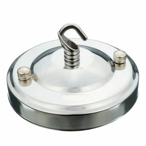 LEDSone Vintage Schlichte Deckenplatte für Leuchten und Kronleuchter, 108 mm antike Metall-Deckenplatte mit Zubehör für Deckenleuchte und Wandleuchte (Chrom)