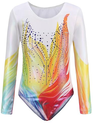 SEAUR - Kinder Gymnastikanzug Mädchen Turnanzug Langarm Trikot Gymnastik Tanzen Kleidung Ballet Yoga Kleid Klassisch 11-12 Jahre