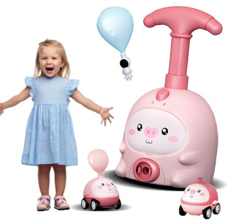 COO11 Kids Balloon Launcher Car Toy Set, Power Balloon Car Toy Inertial Power Balloon Launcher, Power Balloon Pump Car Toy Suitable for Boys, Girls & Toddlers Best Birthday, (Pink)
