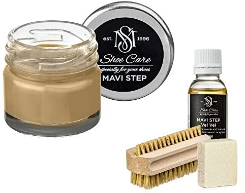 MAVI STEP Aurora - Kit di cura per scarpe in camoscio e nabuk - Set di manutenzione di lusso per scarpe - 130 beige pastello, 131 Limone, Taglia unica