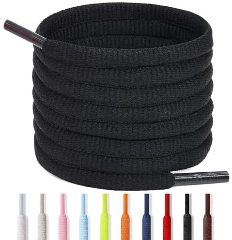 Handshop 2 Pares Óvalo Cordones de Zapatos 10 Colores Media Ronda 6mm Zapatillas Atléticas Cordones Para Zapatillas Deportivas/de Corriente Cordones