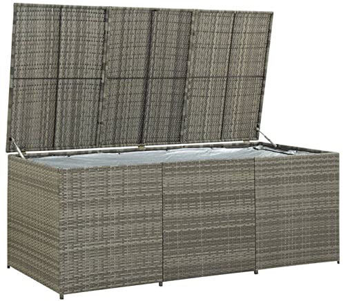 Garden box poly rattan 180x90x70 cm gray