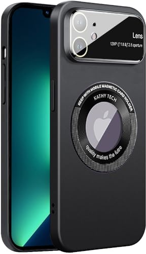 Dqtaoply Magnetic For iPhone 12 Case, Window Glass Lens Camera Protector Women Men Shockproof Cases Hard Slim Matte Cover for iPhone 12 - Black
