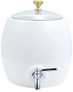 Dispensador de Bebidas Dispensador de Bebidas de cerámica con Grifo de Acero Inoxidable y Tapas de Vidrio Dispensador de Bebidas de 2,4 l Contenedor de Agua para encimera para té h