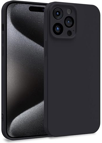 MyGadget Cover per iPhone 15 Pro Max - Custodia in Silicone Morbido a Doppio Strato – Case con Protezione Fotocamera & Fodera Interna Antigraffio - Nero