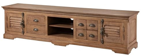 Massivmoebel24.de | Toulouse TV-Board aus Massivholz #09 | aus Mangoholz - beige, geölt | 220x45x55 cm | 4 Fächer + 6 Schubladen | Lowboard | Landhausstil