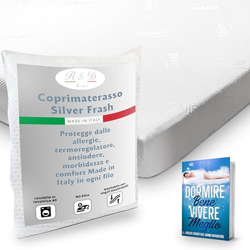 R&D Home - Coprimaterasso Matrimoniale Silver 160/180x190/200 - Antiacaro - Anallergico - Traspirante - Con Angoli Elasticizzati - Made in Italy - Lavabile in lavatrice - Ebook omaggio